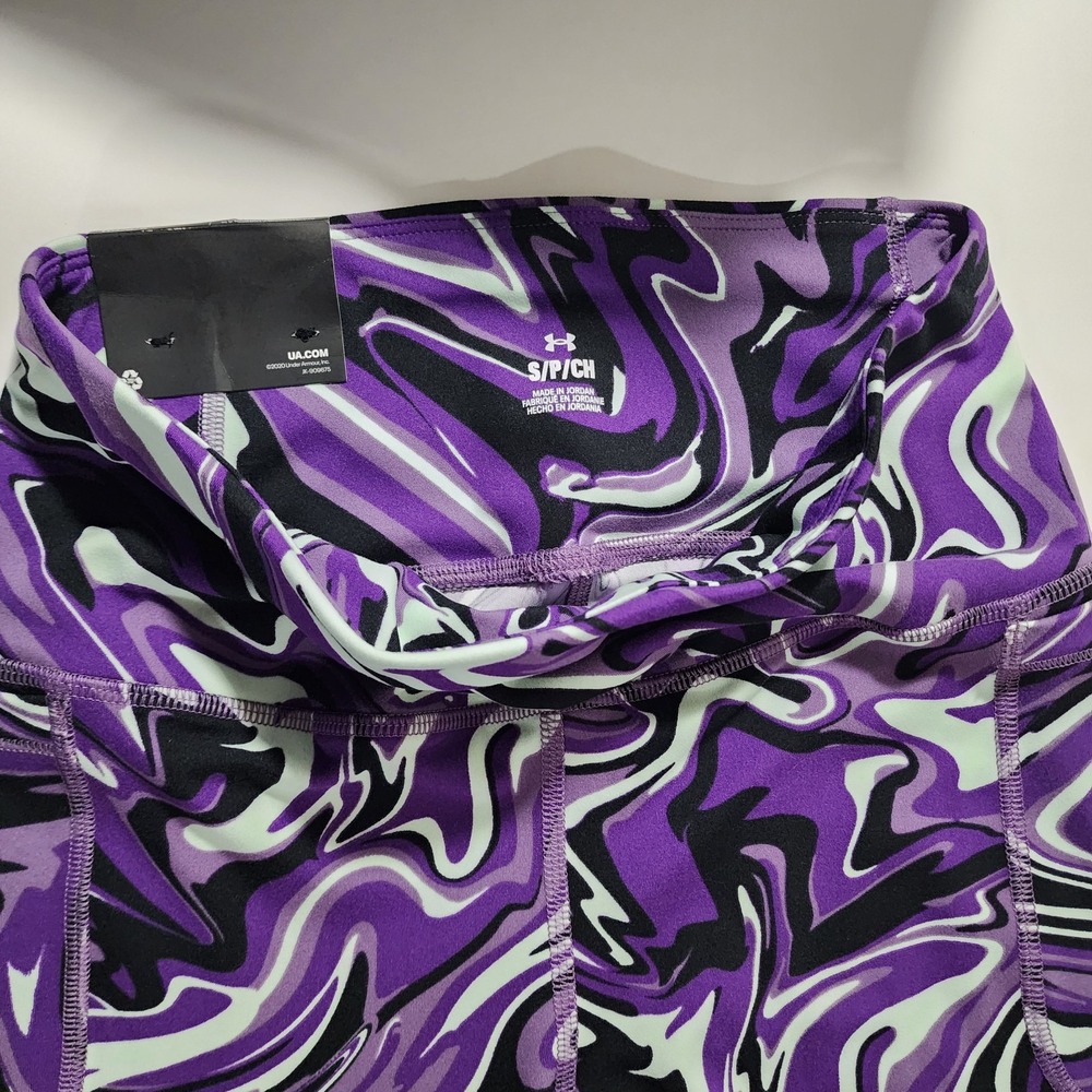 Under Armour Womens Purple Marble Print High Rise Ankle Leggings 1376341 Small - Picture 3 of 9
